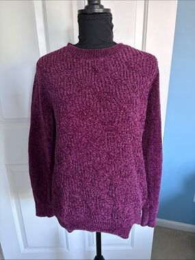 Women's Chenille Plum Cable-Knit Sweater